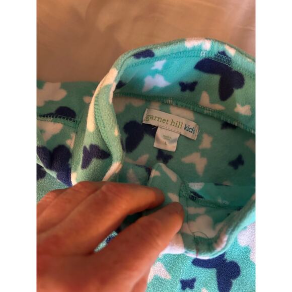 Garnet hill teal butterfly zip fleece size  large - Picture 2 of 2
